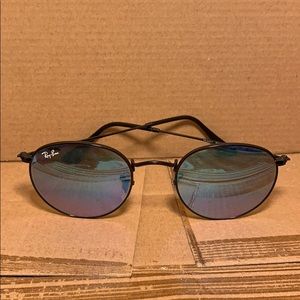 Ray Ban Round Metal Blue Reflective Sunglasses